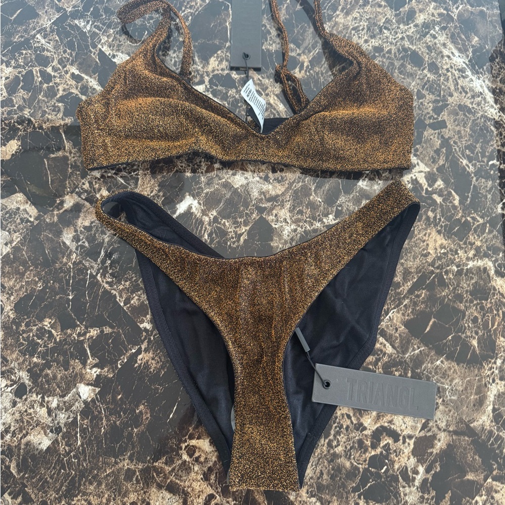 Triangl Swimwear Metallic Gold and Black Bikini